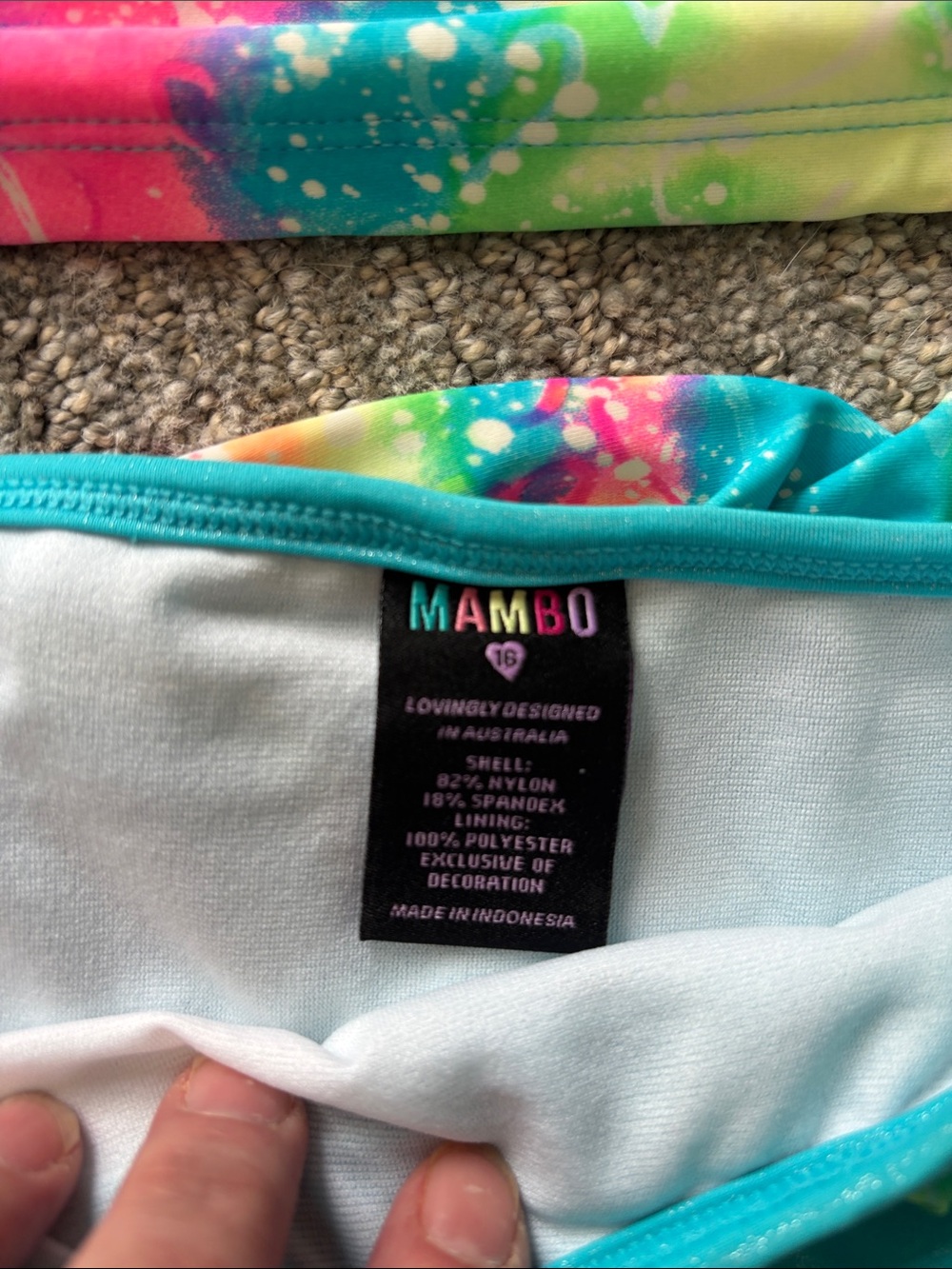 Girls' Turquoise Multicolor Ruffle Tankini Swimsuit - Picture 5 of 6